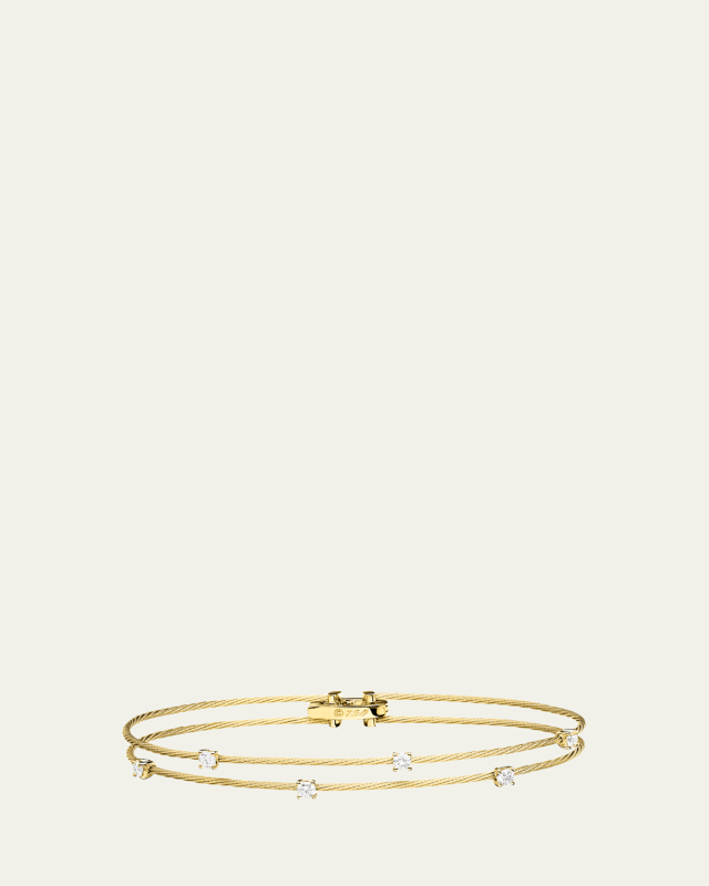 Unity Double 18k Gold 6-Diamond Bracelet, 7"